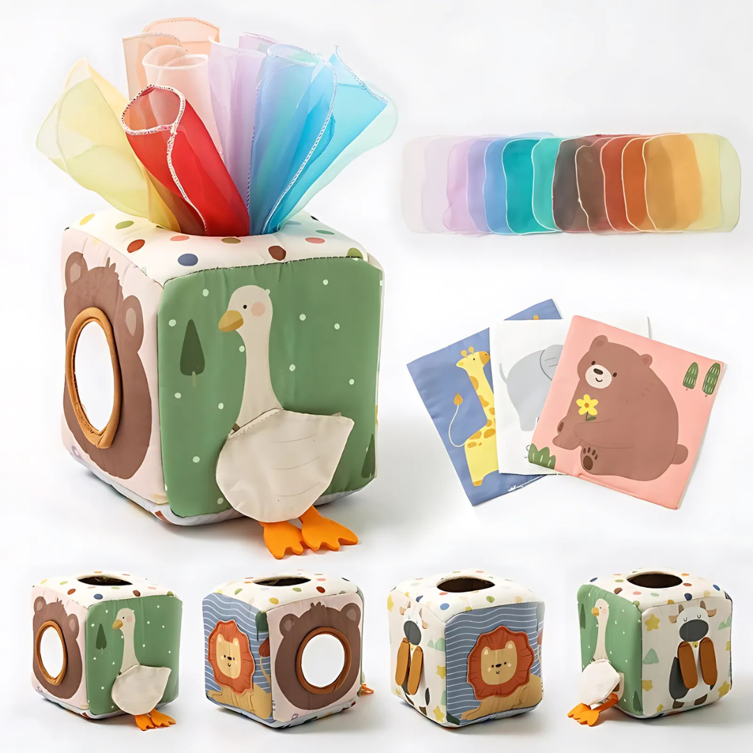 Jouet d'Éveil Montessori - Boîte à Tissus Sensoriel pour bébé !