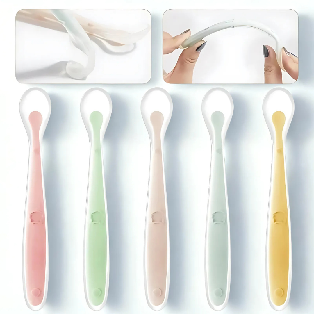 Cuillère Douce Silicone Bébé - Outil Parfait pour Repas et Apprentissage Alimentaire