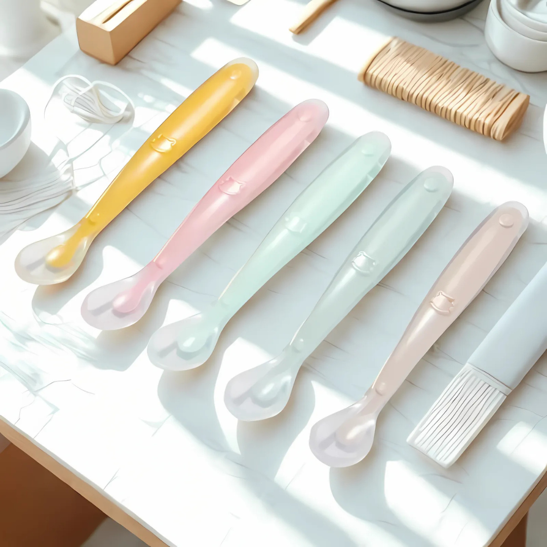 Cuillère Douce Silicone Bébé - Outil Parfait pour Repas et Apprentissage Alimentaire