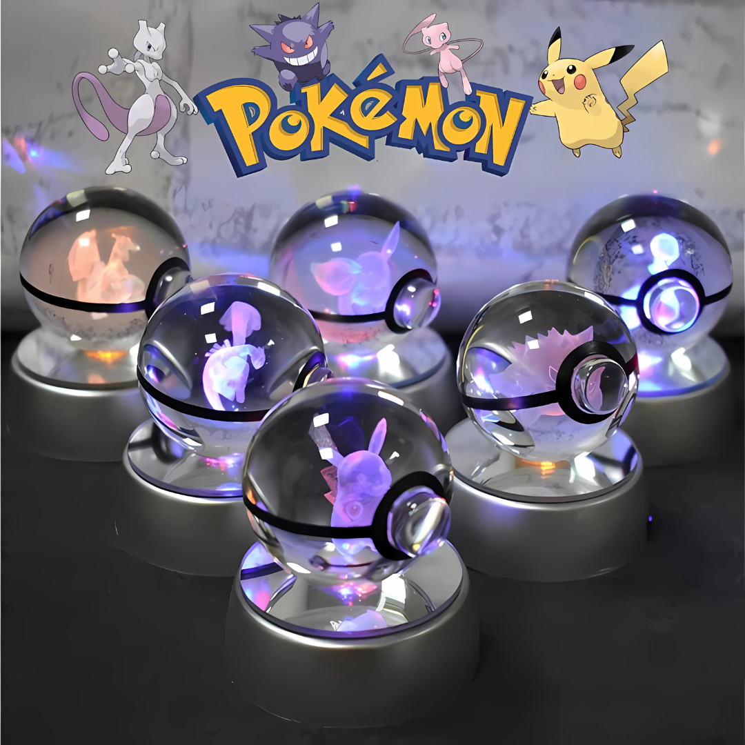 Pokémon Sphère Cristal 3D – Pokémon Iconiques avec Socle Pokéball